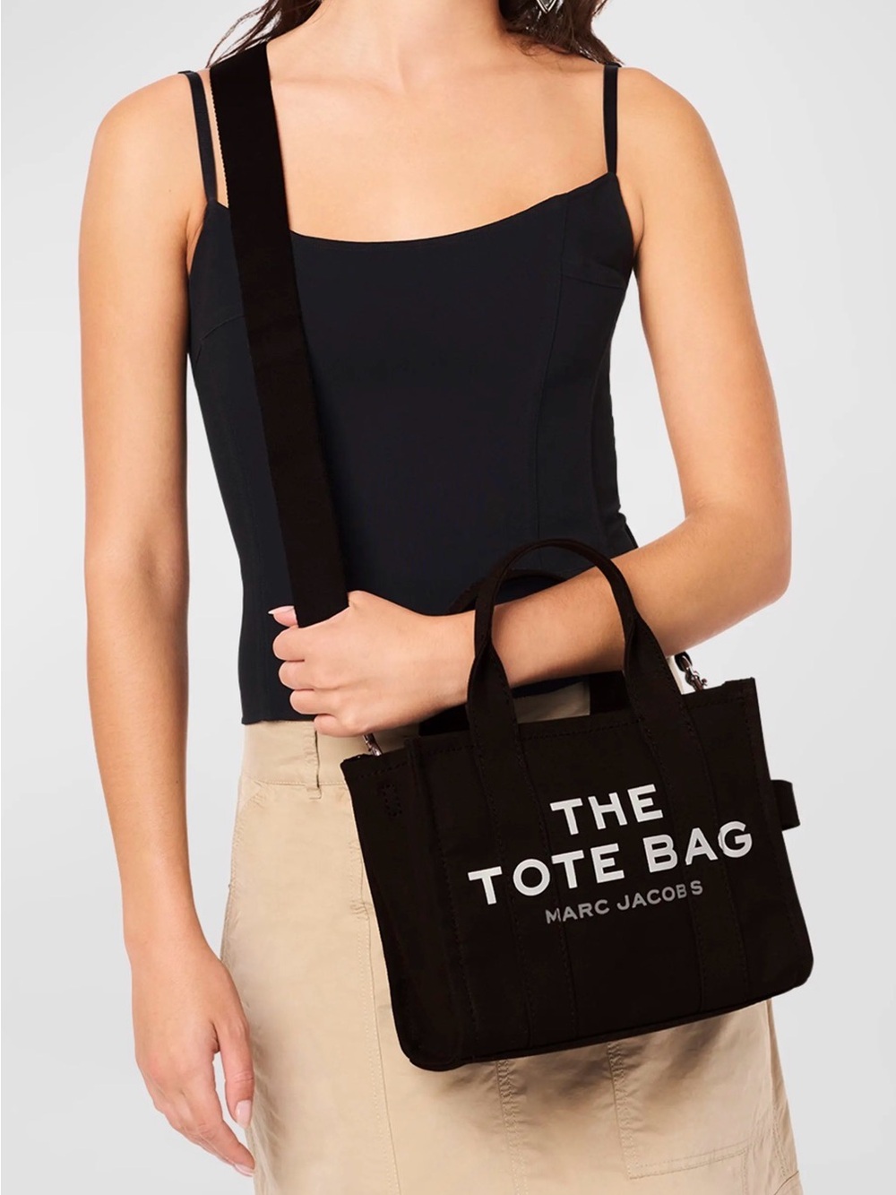 Marc Jacobs Black Small Canvas The Tote Bag with Adjustable crossbody Strap - Picture 13 of 13